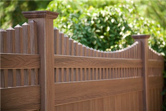 grand illusions walnut woodgrain pvc fence